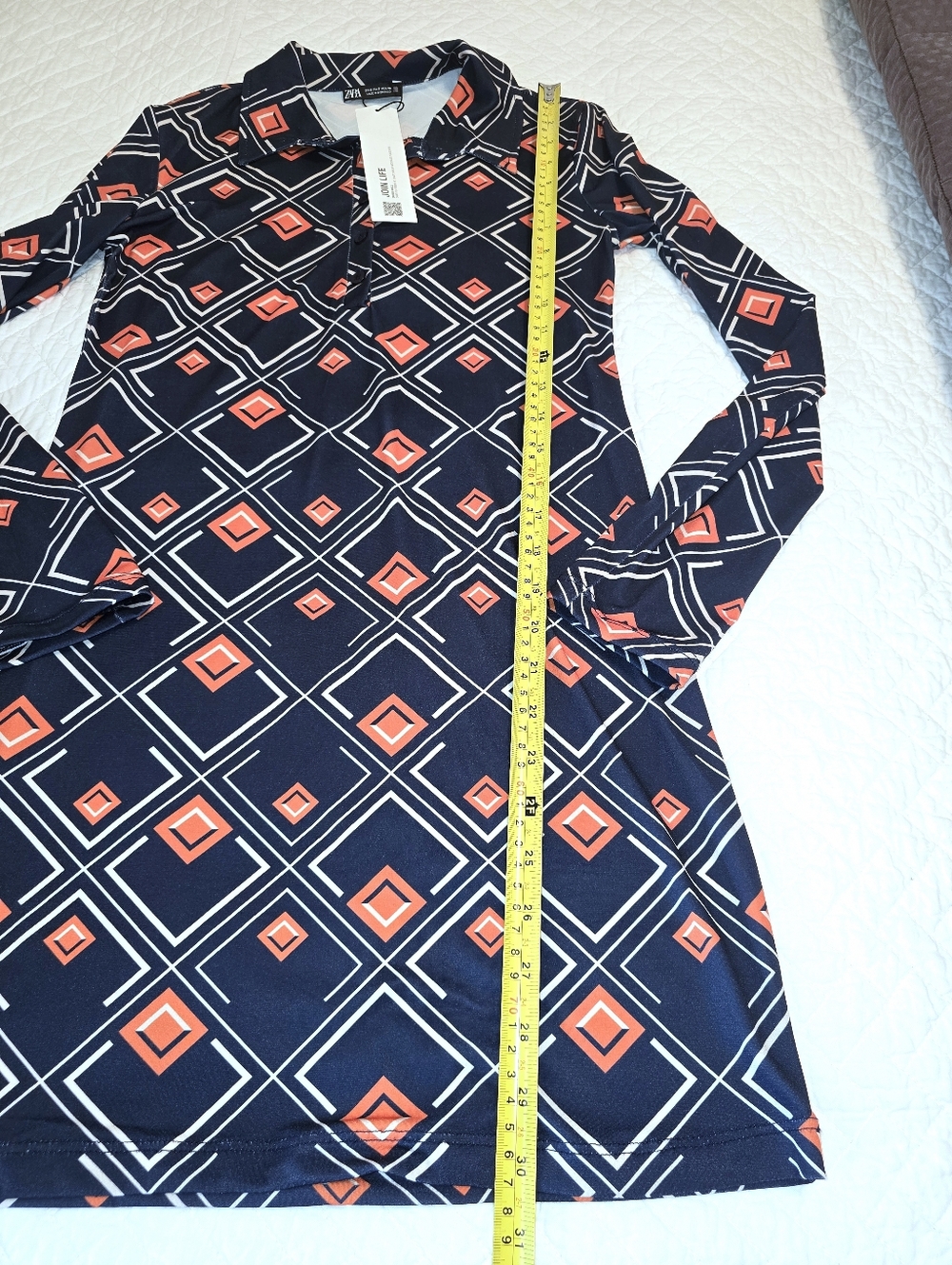 ZARA NWT Geometric Printed Tunic Mini Dress Women's Size Small - Picture 4 of 10
